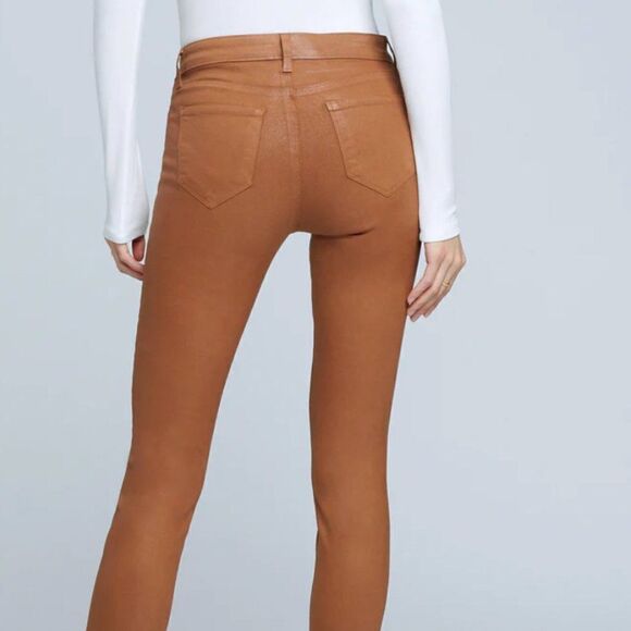 NWT L’AGENCE Jyothi High Rise Split Ankle Jean in Cognac Coated in Size 26 - Picture 2 of 11